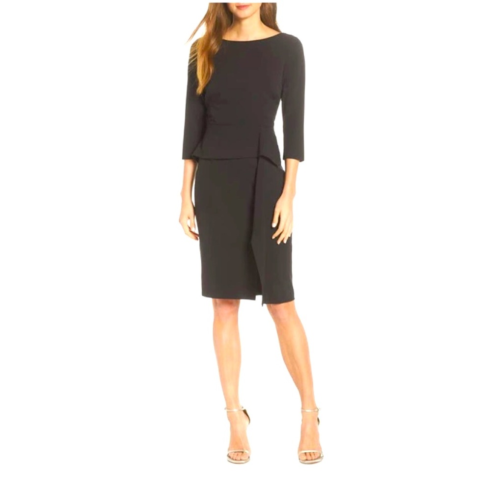 VINCE CAMUTO
Petite Boat-neck Peplum Dress In Black